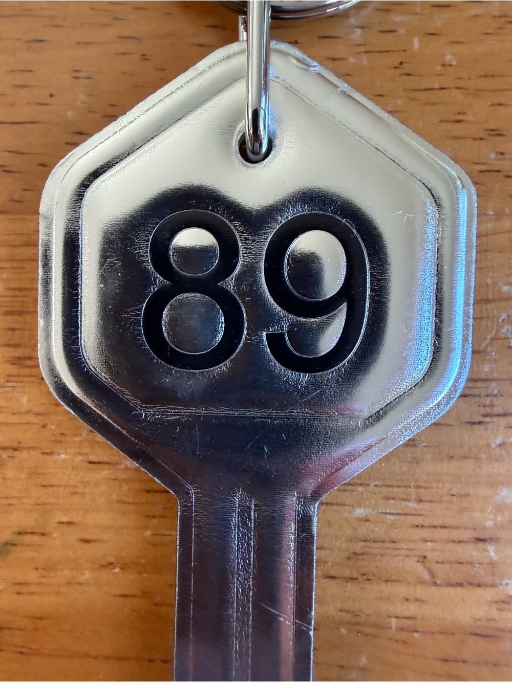 Longchamp Silver Key Tag Keychain with '89' Number - Picture 3 of 10